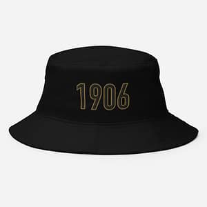 1906 Bucket Hat (Black with Gold Outline)