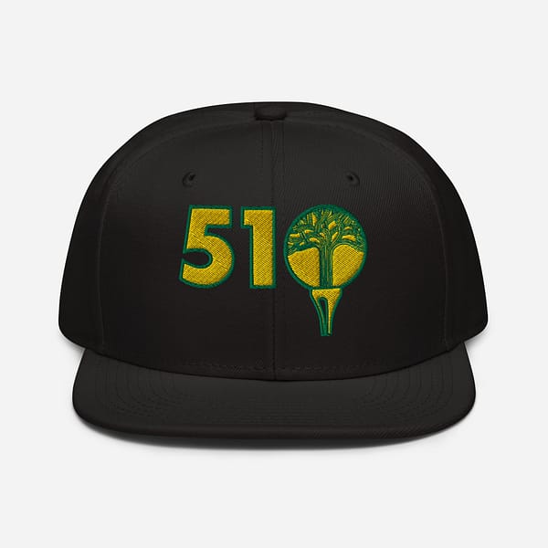 Black Snapback - 510 – Oakland Tree On Golf Tee – Green Gold